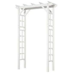 Outsunny 85" Wooden Garden Arbor For Wedding And Ceremony, Outdoor Garden Arch Trellis For Climbing Vines - White