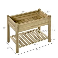 Outsunny 36" X 20" X 30" Raised Garden Bed, Elevated Wood Planter Box With Legs And Storage Shelf For Backyard, Patio, Balcony To Grow Vegetables, Herbs, And Flowers -Outsunny 5xF72f17ed30dd5be