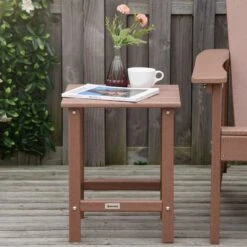 Outsunny 15" Outdoor Side Table, Square Patio Accent Table, Durable HDPE Plastic Tea Table For Adirondack Chair, Backyard, Garden, Lawn, Brown 12 Outsunny 15" Outdoor Side Table, Square Patio Accent Table, Durable HDPE Plastic Tea Table For Adirondack Chair, Backyard, Garden, Lawn, Brown -Outsunny 61Ad5317ed30dd9e9 1