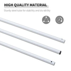 Outsunny Sun Sail Shade Canopy Adjustable Installation Pole/Pipe Kit White -Outsunny 64ea091821eaa5af8