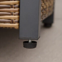 Outsunny 43in Outdoor Propane Gas Fire Pit Table, 50,000 BTU Auto-Ignition Wicker Gas Firepit With Glass Wind Guard, Blue Glass Rock, CSA Certification, Brown -Outsunny 699d4d18243e75487