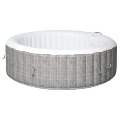 Outsunny 4-6 Person Inflatable Portable Hot Tub Spa 82'' X 26'' Outdoor Round Heated Spa W/ 130 Bubble Jets, Cover, Filter Cartridges - Grey