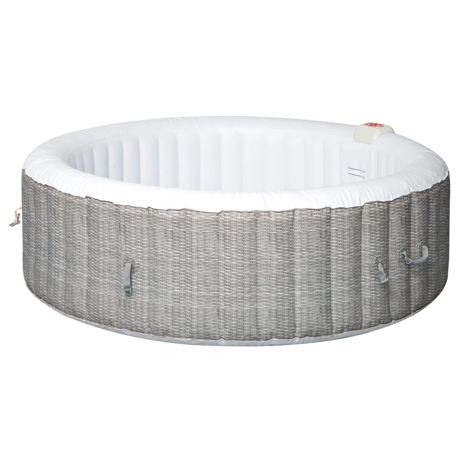 Outsunny 4-6 Person Inflatable Portable Hot Tub Spa 82'' X 26'' Outdoor Round Heated Spa W/ 130 Bubble Jets, Cover, Filter Cartridges - Grey 1 Outsunny 4-6 Person Inflatable Portable Hot Tub Spa 82'' X 26'' Outdoor Round Heated Spa W/ 130 Bubble Jets, Cover, Filter Cartridges - Grey