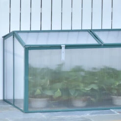 Outsunny 51" Aluminum Vented Cold Frame Mini Greenhouse Kit - Silver/Green/Transparent -Outsunny 6Ep75617fe7fb0d13