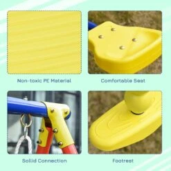 Outsunny Kids Metal Swing Set For Backyard, Heavy Duty A-Frame Swing Stand With 2 Seats, Glider And Adjustable Hanging Rope -Outsunny 6ILcad17e6c6a2bc4