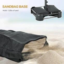 Outsunny 10ft Double-sided Patio Umbrella With Solar Lights And Sandbag Base, Outdoor Umbrella With Push Button Tilt, Crank, Air Vents For Garden, Backyard, Deck, Pool, Market, Coffee -Outsunny 6ITb101864a938bb8