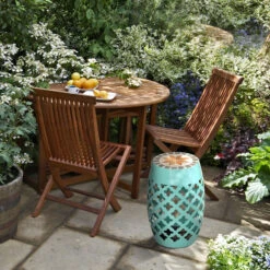 Outsunny 12" Round Patio Outdoor Footstool, Garden Mosaic Accent Side Table, Plant Stand, Blue 16 Outsunny 12" Round Patio Outdoor Footstool, Garden Mosaic Accent Side Table, Plant Stand, Blue -Outsunny 6KKf431808e11f31f