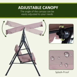 Outsunny 3-Seat Outdoor Patio Swing Chair With Removable Cushion, Steel Frame Stand And Adjustable Tilt Canopy For Patio, Garden, Poolside, Balcony, Backyard, Brown 12 Outsunny 3-Seat Outdoor Patio Swing Chair With Removable Cushion, Steel Frame Stand And Adjustable Tilt Canopy For Patio, Garden, Poolside, Balcony, Backyard, Brown -Outsunny 6UXa09181720c6d3c
