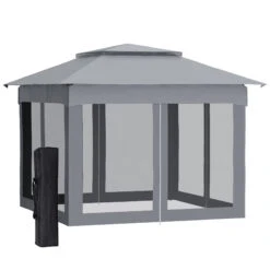 Outsunny 11' X 11' Pop Up Gazebo, Outdoor Canopy Shelter With Removable Zipper Netting, Instant Event Tent With 121 Sq.ft Shade And Carry Bag For Patio, Backyard, Garden, Gray