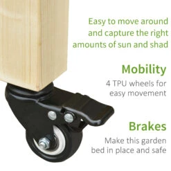 Outsunny Raised Garden Bed, 47" X 22" X 33", Elevated Wooden Planter Box W/ Lockable Wheels, Storage Shelf, And Bed Liner For Backyard, Patio, Natural -Outsunny 6bz88c181628e7e30