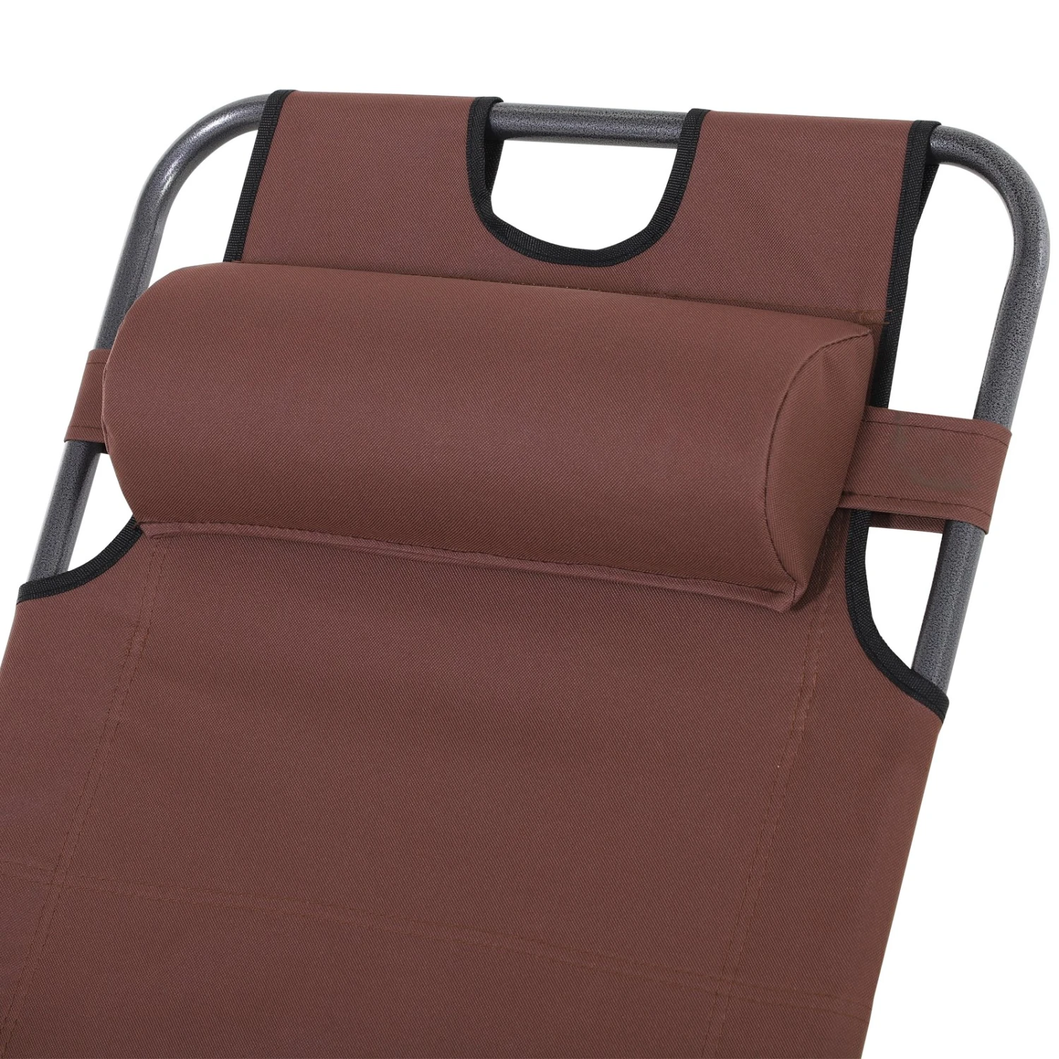 Outsunny Oxford Fabric Metal Frame Outdoor Pool Sun Lounger Lounge Chair 120°/180° - Brown 8 Outsunny Oxford Fabric Metal Frame Outdoor Pool Sun Lounger Lounge Chair 120°/180° - Brown - Image 8