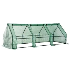 Outsunny 9' L X 3' W X 3' H Portable Tunnel Greenhouse Outdoor Garden Mini Hot House With Zipper Doors & Water/UV Cover