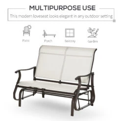 Outsunny 2-Person Outdoor Glider Bench,Patio Glider Loveseat Chair With Powder Coated Steel Frame,2 Seats Porch Rocking Glider For Backyard, Lawn, Garden And Porch, Cream White 14 Outsunny 2-Person Outdoor Glider Bench,Patio Glider Loveseat Chair With Powder Coated Steel Frame,2 Seats Porch Rocking Glider For Backyard, Lawn, Garden And Porch, Cream White -Outsunny 6i3b1017f4e987c8a
