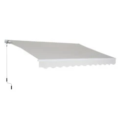 Outsunny 10' X 8' Manual Retractable Sun Shade Patio Awning - Cream White