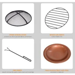 Outsunny Outdoor Round Fire Pit With Protective Mesh Screen For Your Backyard And Patio 19 Outsunny Outdoor Round Fire Pit With Protective Mesh Screen For Your Backyard And Patio -Outsunny 6tB88c17fcf3ba88b