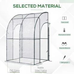 Outsunny 5' X 4' X 7' Lean-to Greenhouse, Walk-in Wall Mounted Hot House & Plant Nursery With 2 Zippered Roll Up Doors, Sloping PVC Cover, Green And Clear -Outsunny 6tre6517ed3570895