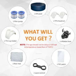 Outsunny 4-6 Person Inflatable Portable Hot Tub Spa 82'' X 26'' Outdoor Round Heated Spa W/ 130 Bubble Jets, Cover, Filter Cartridges - Blue -Outsunny 7GDd4d17fe87ad972