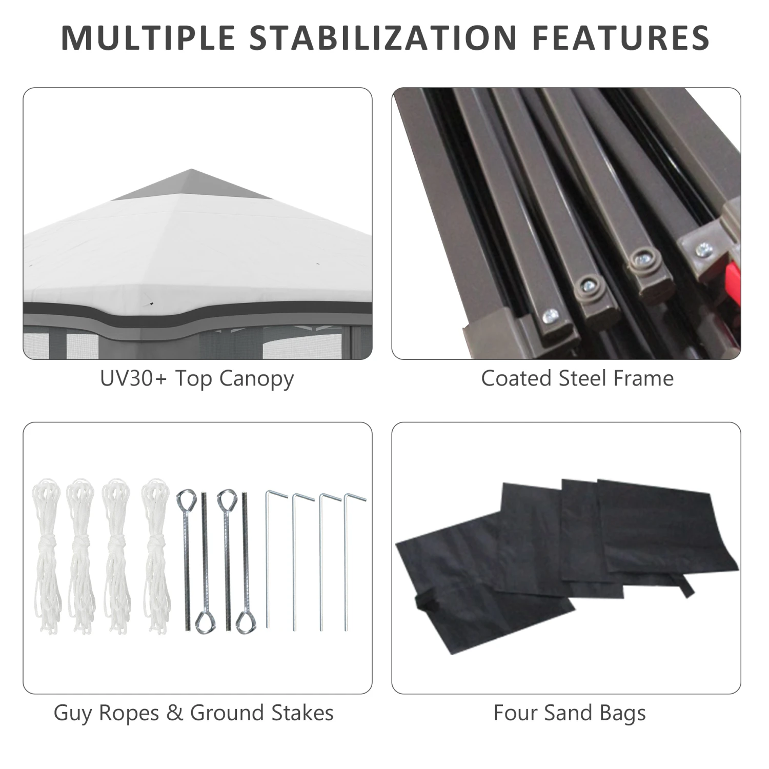 Outsunny 10' X 10' Pop Up Canopy Tent With Netting, Instant Tents For Parties, Height Adjustable, With Wheeled Carry Bag And 4 Sand Bags For Outdoor, Garden, Patio, Gray 7 Outsunny 10' X 10' Pop Up Canopy Tent With Netting, Instant Tents For Parties, Height Adjustable, With Wheeled Carry Bag And 4 Sand Bags For Outdoor, Garden, Patio, Gray - Image 7