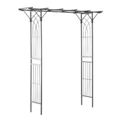 Outsunny 82'' Decorative Metal Garden Trellis Arch With Durable Steel Tubing & Elegant Scrollwork, Perfect For Weddings