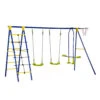 Outsunny Swing Set Outdoor For Kids, W/ Adjustable Height Seat, Basket Hoop, Glider