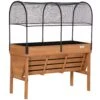 Outsunny Wood Raised Garden Bed With Sunshade Canopy, Planting Box, Outdoor Vegetable Flower Container, Orange And Black