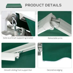 Outsunny 8' X 7' Patio Retractable Awning/Manual Exterior Sun Shade Deck Window Cover, Green -Outsunny 7Zf756181a40ad725