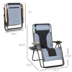Outsunny Foldable Outdoor Lounge Chair With Footrest, Oversized Padded Zero Gravity Lounge Chair With Headrest, Cup Holders, Armrests, For Camping, Lawn, Garden, Pool, Gray 17 Outsunny Foldable Outdoor Lounge Chair With Footrest, Oversized Padded Zero Gravity Lounge Chair With Headrest, Cup Holders, Armrests, For Camping, Lawn, Garden, Pool, Gray -Outsunny 7dK47217e6a572b98