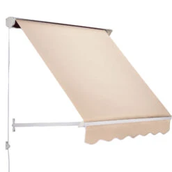 Outsunny 6' Drop Arm Manual Retractable Sun Shade Patio Window Awning - Cream