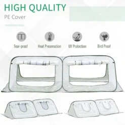 Outsunny Pop Up Greenhouse Mini Warm House Sunshine Room With Roll Up Doors And Portable Zipper Bag For Plants Outdoor, 95" X 47" X 30" -Outsunny 7oa82c17e6a0de838