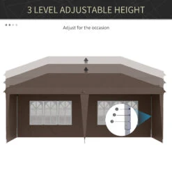 Outsunny 10' X 20' Pop Up Canopy Tent With 4 Sidewalls, Heavy Duty Tents For Parties, Outdoor Instant Gazebo With Carry Bag, For Outdoor, Garden, Patio, Coffee -Outsunny 7rV6ac1891b447319