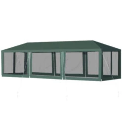 Outsunny 10' X 30' Party Tent, Event Shelter Gazebo With Removable Mesh Side Walls, Green