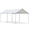 Outsunny 10'x20' Carport Heavy Duty Galvanized Car Canopy With Included Anchor Kit, 3 Reinforced Steel Cables, White