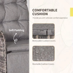 Outsunny 3 PC Rattan Wicker Conversation Patio Set With Side Coffee Table And Adjustable Backrest, Grey 15 Outsunny 3 PC Rattan Wicker Conversation Patio Set With Side Coffee Table And Adjustable Backrest, Grey -Outsunny 8Cz756187bbca5a9b