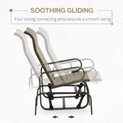 Outsunny Gliding Lounger Chair, Outdoor Swinging Chair With Smooth Rocking Arms And Lightweight Construction For Patio Backyard, Sand -Outsunny 8Gva0918162b0a382