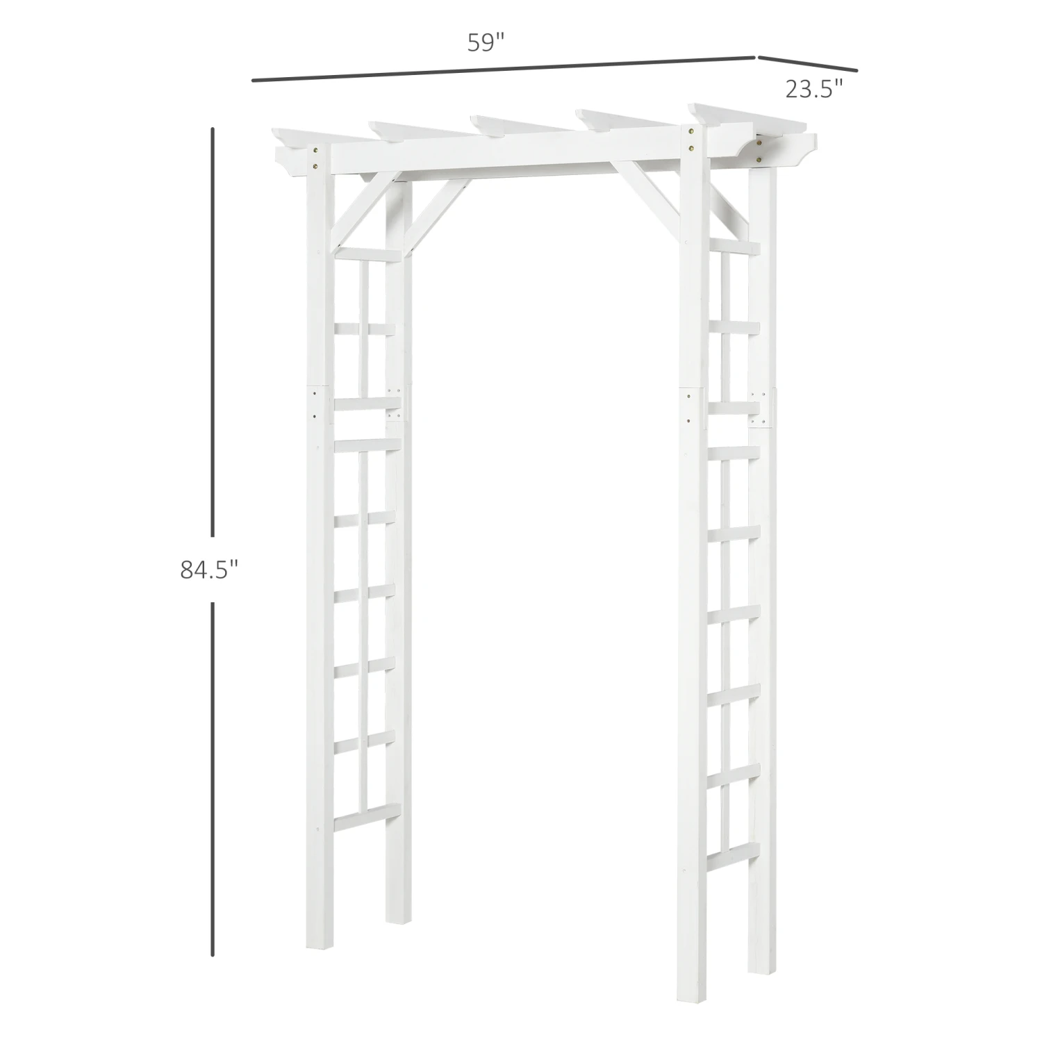 Outsunny 85" Wooden Garden Arbor For Wedding And Ceremony, Outdoor Garden Arch Trellis For Climbing Vines - White 3 Outsunny 85" Wooden Garden Arbor For Wedding And Ceremony, Outdoor Garden Arch Trellis For Climbing Vines - White - Image 3