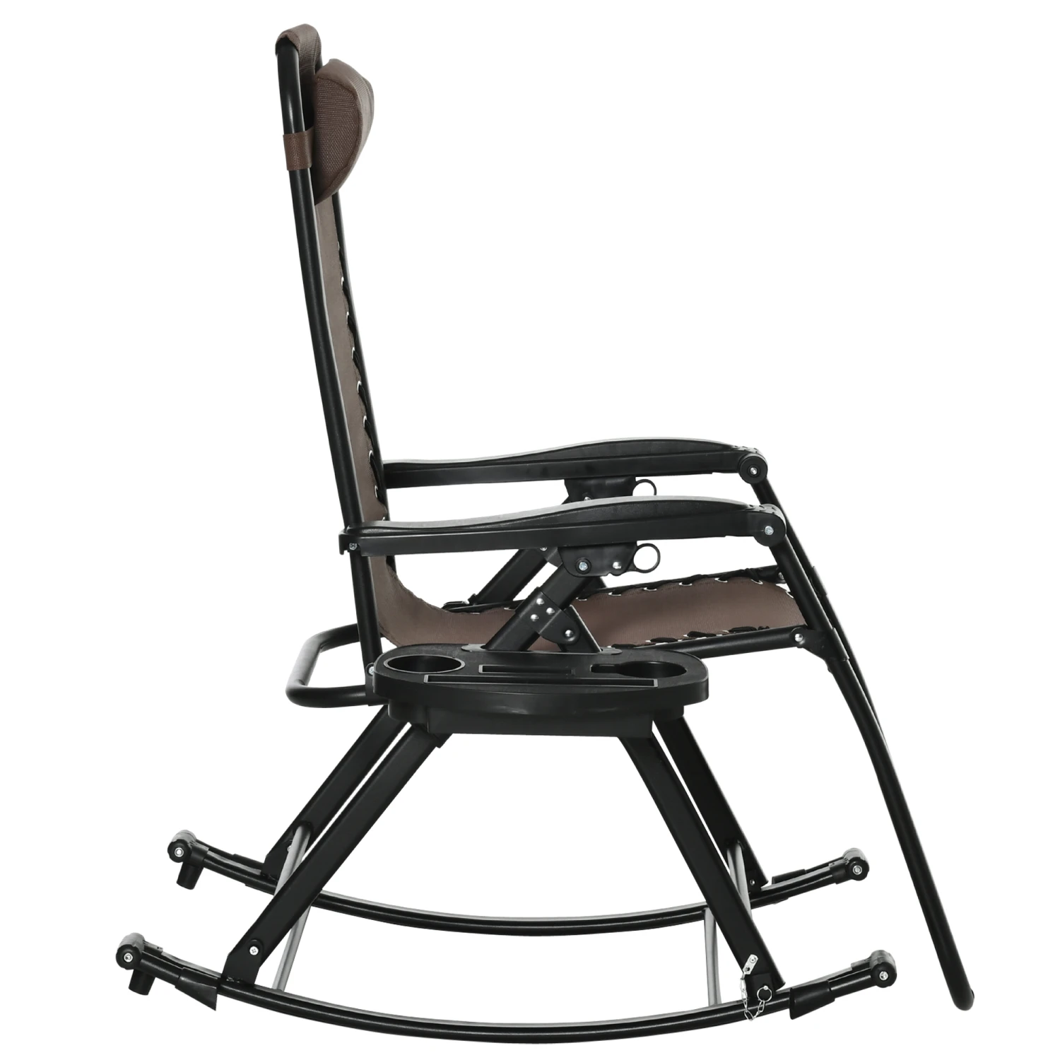 Outsunny Outdoor Rocking Chairs, Foldable Reclining Zero Gravity Lounge Rocker W/ Pillow, Cup & Phone Holder, Combo Design W/ Folding Legs, Brown 10 Outsunny Outdoor Rocking Chairs, Foldable Reclining Zero Gravity Lounge Rocker W/ Pillow, Cup & Phone Holder, Combo Design W/ Folding Legs, Brown - Image 10