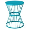 Outsunny 16" Steel Patio Side Table, Garden End Table With Hourglass Design, Accent Table For Outdoor And Indoor Use, Blue