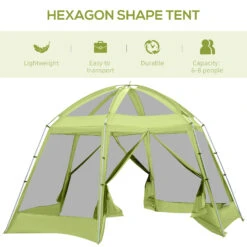 Outsunny Large Screen Tent, Hang Hook For Lantern At Night, 6-8 Person Tent Screen House, 2 Doors For Multiple-Person Entry, Breathable Outdoor Net Canopy Tent, Dome, 16' X 16', Green 15 Outsunny Large Screen Tent, Hang Hook For Lantern At Night, 6-8 Person Tent Screen House, 2 Doors For Multiple-Person Entry, Breathable Outdoor Net Canopy Tent, Dome, 16' X 16', Green -Outsunny 8cF75617fae7c6ee4