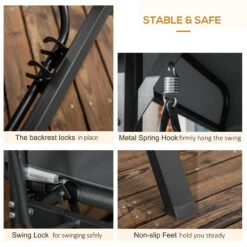 Outsunny 3 Person Patio Swing Chair Bed, Converting Flatbed, Outdoor Porch Swing Glider With Adjustable Canopy, Removable Cushions, Pillows, For Garden, Poolside, Backyard, Gray -Outsunny 8gcb10188c26eafed