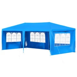 Outsunny Large 10' X 20' Gazebo Canopy Party Tent With 4 Removable Window Side Walls,Wedding, Picnic Outdoor Events - Blue