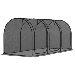 Outsunny 9' X 4' Crop Cage, Plant Protection Tent With Three Zippered Doors, Storage Bag And 6 Ground Stakes, For Garden, Yard, Lawn, Black -Outsunny 8mk3d6188c3b86065