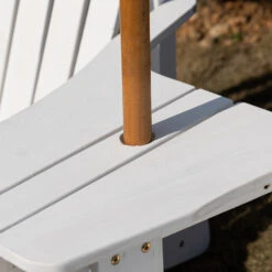 Outsunny Set Of 3 Wooden Adirondack Chairs, Outdoor Double Seat With Center Table And Umbrella Hole For Patio, Backyard, Deck, Fire Pit, White -Outsunny 8pQ3d617f276913ec