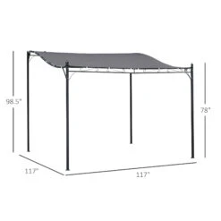 Outsunny 10' X 10' Steel Outdoor Pergola Gazebo Patio Canopy With Durable & Spacious Weather-Resistant Design, Grey -Outsunny 99Od6417e69a00edf