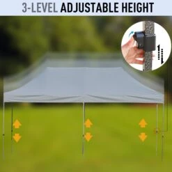 Outsunny 10' X 20' Pop Up Canopy Tent, Instant Sun Shelter, Tents For Parties, Height Adjustable, With Wheeled Carry Bag, For Outdoor, Garden, Patio, Gray -Outsunny 99Tedf17e6a7bcff4