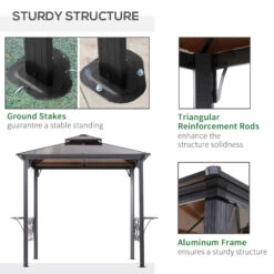 Outsunny Outside Porch BBQ Cooking Pergola Canopy W/ 6 Hooks For Utensils & Double Venting Roof -Outsunny 9Brb1018243e75b2b