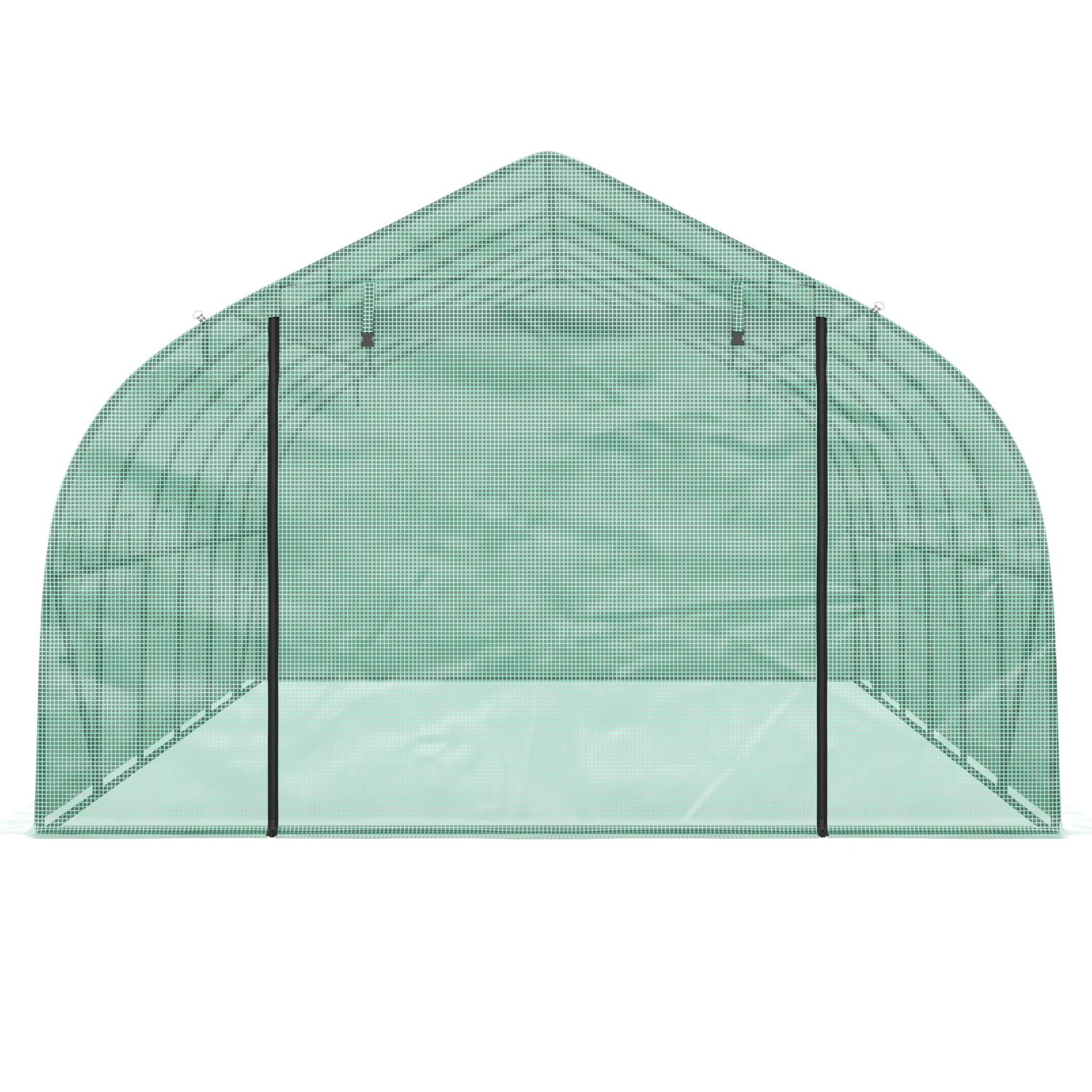 Outsunny 26' X 10' X 7' Walk-In Greenhouse Tunnel, Large Gardening Hot House With 12 Windows, 2 Net Protected Zipper Screen Doors For Backyard, Green 9 Outsunny 26' X 10' X 7' Walk-In Greenhouse Tunnel, Large Gardening Hot House With 12 Windows, 2 Net Protected Zipper Screen Doors For Backyard, Green - Image 9