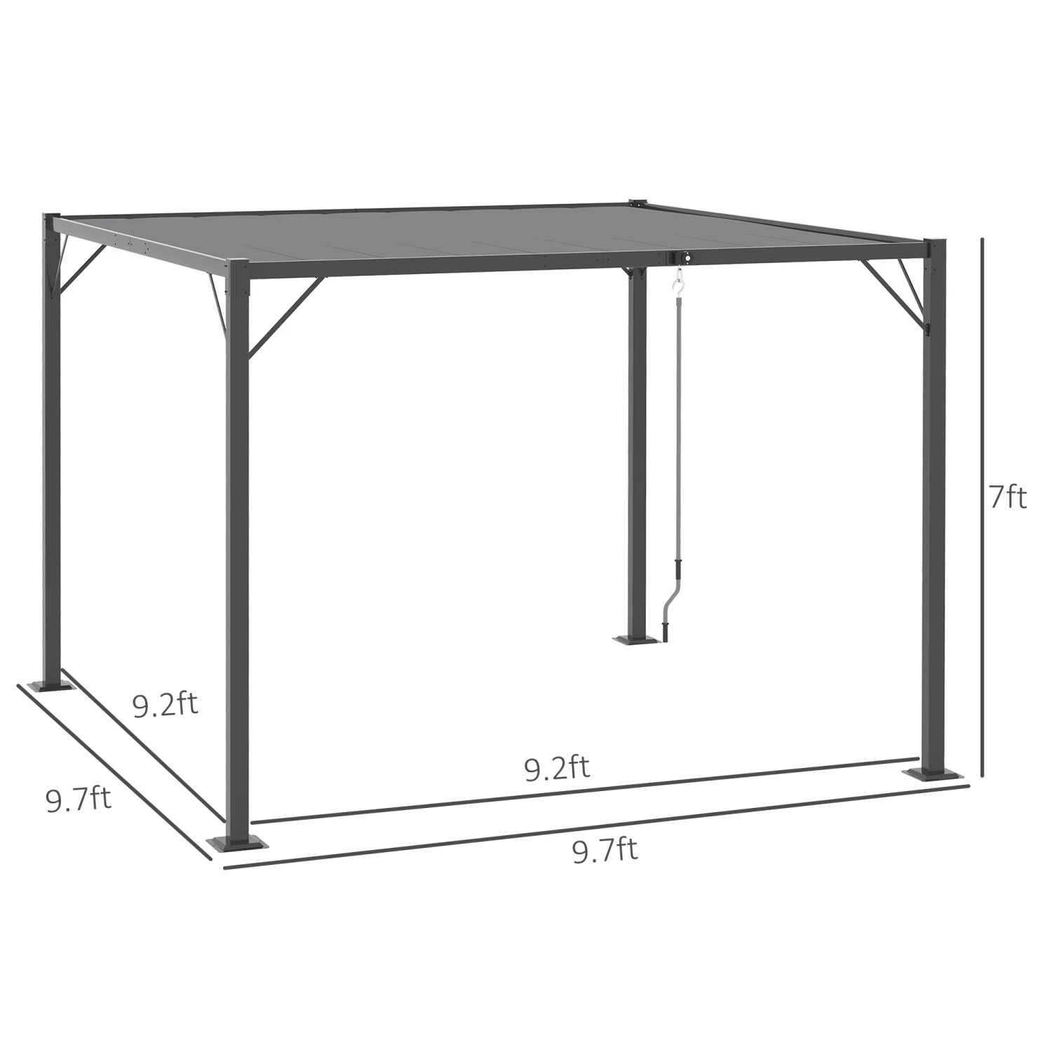 Outsunny 10' X 10' Outdoor Louvered Pergola Patio Aluminum Gazebo With Adjustable Roof, Grey 3 Outsunny 10' X 10' Outdoor Louvered Pergola Patio Aluminum Gazebo With Adjustable Roof, Grey - Image 3