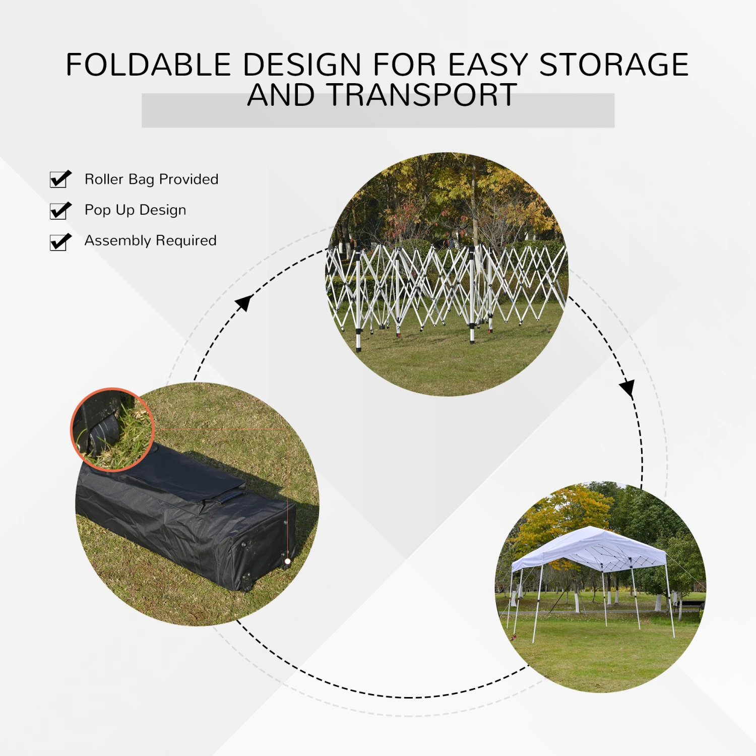 Outsunny 20' X 10' Outdoor Pop Up Canopy Tent Gazebo With 3-Level Adjustable Legs, Roller Bag, & UV-Fighting Canopy 7 Outsunny 20' X 10' Outdoor Pop Up Canopy Tent Gazebo With 3-Level Adjustable Legs, Roller Bag, & UV-Fighting Canopy - Image 7