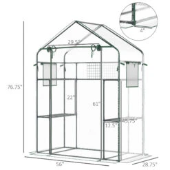 Outsunny Outdoor Walk-in Mini Greenhouse With Mesh Door & Windows, Small Portable Garden Hot House With 3 Tiers 6 Shelves, Trellis, & Plant Labels -Outsunny 9WKc1718638faed43