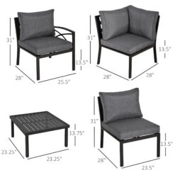 Outsunny 6PC Patio Furniture Set L-Shape Corner Sectional Sofa Set W/ Coffee Table Grey -Outsunny 9Z53a817e6ae9a204